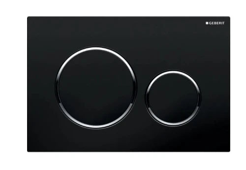 Geberit Sigma 20 plaque de commande - noir mat - avec 2 touches - synthétique anneaux design chromé brillant