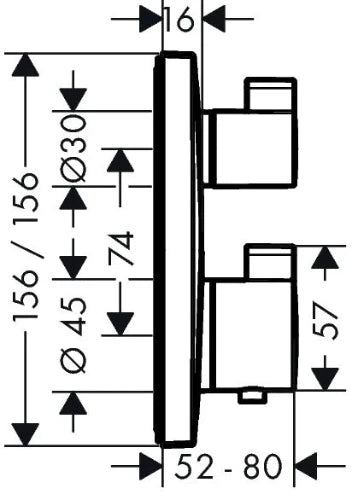 Hansgrohe Ecostat Square set de finition - chromé - 2 systèmes
