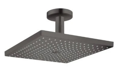 Hansgrohe Raindance douche de tête montage au plafond 300 MM - 300 MM o noir brossé 1 jet avec bras de douche