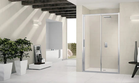 PORTE DE DOUCHE COULISSANTE NOVELLINI LUNES 2.0 114 - 195 ! cm gris argent mat transparent réglable 114/120