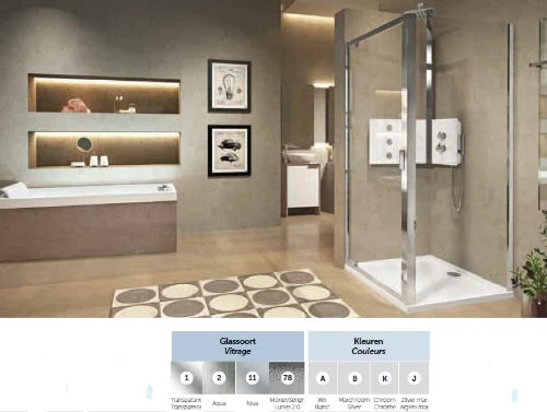 Novellini Lunes 2.0 F paroi latérale 900 x 1950 mm - blanc - transparent (réglable 840-900 mm)