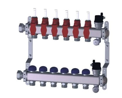 Radson UFH collecteur pour chauffage par le sol 4/4 - 6 x EK3/4 - inox - avec débitmètre