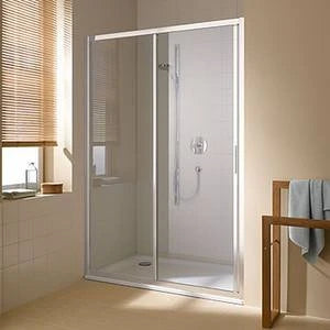 Kermi Cada XS G2L porte coulissante 1200 x 2000 mm - réglage 1160-1210 mm - SIHG ESG clair clean 2 parties avec partie fixe gauche - profilé: argent poli