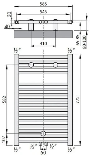 Procasa Balneo radiateur sèche-serviettes électrique 775 x 585 mm - 400 Watt - RAL 9016 blanc signalisation