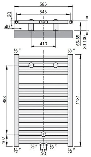 Procasa Balneo radiateur sèche-serviette électrique 1181 x 585 mm - 700 Watt - RAL 9016 blanc signalisation