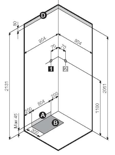 Novellini Carat cabine de douche 900 x 900 x 2060 mm - chromé mat - verre de sécurité avec thermostat,paroi arrière en verre et set de raccordement