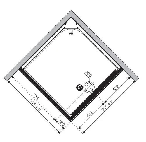 Novellini Carat cabine de douche 900 x 900 x 2060 mm - chromé mat - verre de sécurité avec thermostat,paroi arrière en verre et set de raccordement