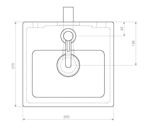 Clou InBe ensemble lave-mains 1 lave-mains céramique 280 x 265 x 90 mm - blanc - avec trou de robinet - avec robinet eau froide chromé - avec bouchon libre - avec siphon chromé