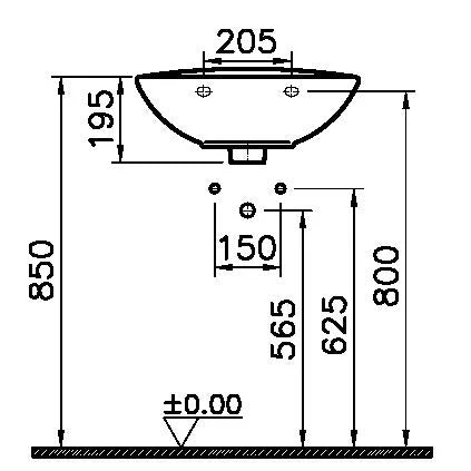 Procasa Normus lavabo 500 x 410 mm - blanc antibactérien - avec trou de robinet - avec trop-plein