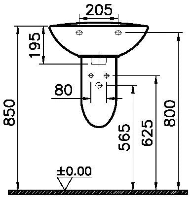 Procasa Normus lavabo 500 x 410 mm - blanc antibactérien - avec trou de robinet - avec trop-plein