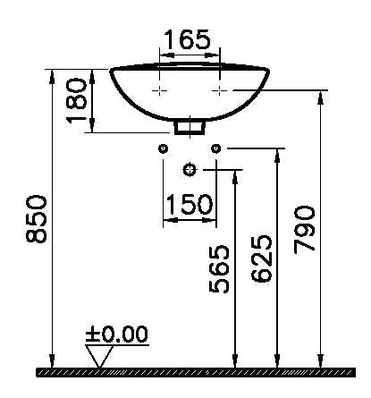Procasa Normus lave-mains 450 x 360 mm - blanc - avec trou de robinet - avec trop-plein
