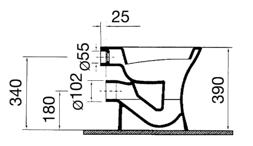 Procasa Normus toilette sorti H 355 x 460 mm - blanc antibac - pour réservoir suspendue