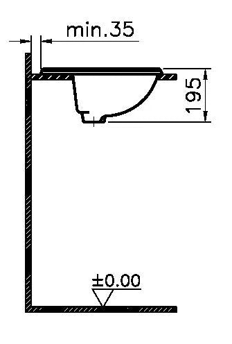Procasa Normus lavabo encastré 520 x 445 mm - blanc antibacterien