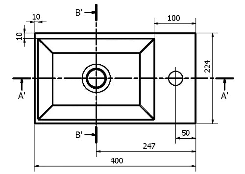 Procasa Thiny lave-mains 400 x 220 mm - belgian blue - avec trou de robinet droite - sans trop-plein