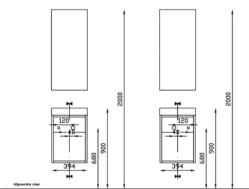 Procasa Thiny lave-mains 400 x 220 mm - belgian blue - avec trou de robinet droite - sans trop-plein