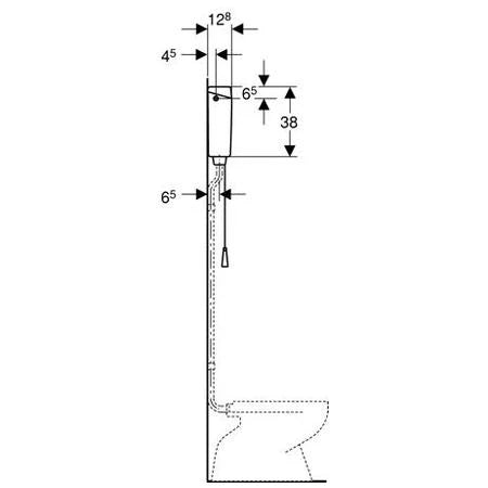 Geberit AP123 réservoir de chasse haute suspension - blanc - raccordement latéral - avec rinçage à 1 volume - avec chaînette