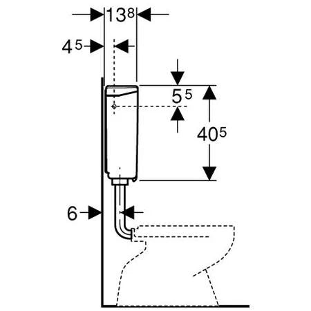Geberit AP140 réservoir de chasse basse suspension - blanc - raccordement latéral - avec rinçage à 1 volume - avec coude de rinçage