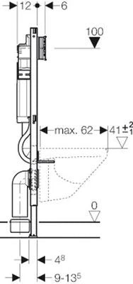 Geberit Duofix UP320 bâti-support pour wc suspendu 112 CM ! sans plaque de commande,avec rinçage 3/4l of 6/7,5l