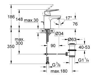 Grohe Eurosmart Cosmopolitan mitigeur lavabo - Ecojoy - chromé - avec vidage automatique