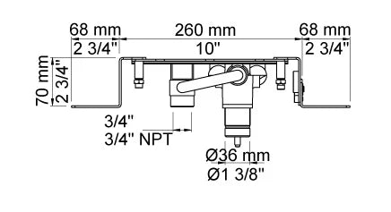 Vola boitier encastré mitigeur 1 bouton - bouton droite - bec d'écoulement fixe gauche