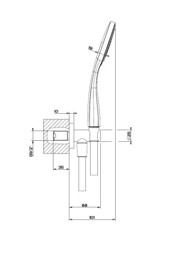 Gessi Emporio Shower Ensemble comprenant: sortie coudée murale, douchette anticalcaire et flexibles 1,50 m. Finox nickel brossé