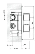 Gessi Via Manzoni Parties apparentes pour mitigeur thermostatique douche mural 2 sorties. Black Metal Brossé PVD