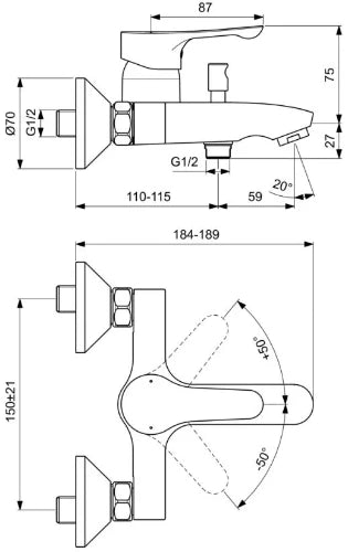 Procasa Alpha mitigeur bain - chromé