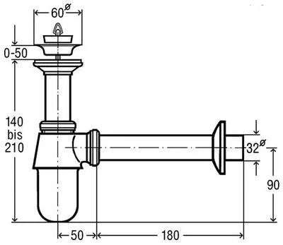 Viega chromé siphon bouteille avec crépine 5/4 x 32 mm - chromé