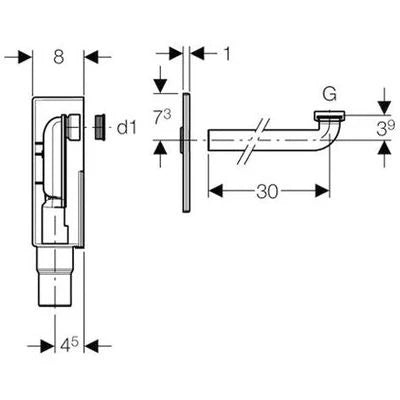 Geberit PP siphon encastré pour lavabo - 5/4 x 32 mm - blanc - convient pour lavabo PMR