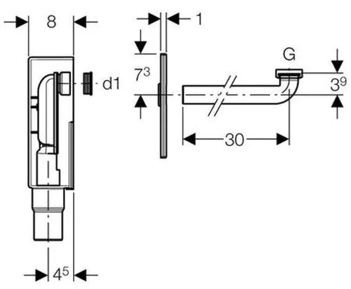 Geberit PP siphon encastré pour lavabo - 5/4 x 32 mm - chromé - convient pour lavabo PMR