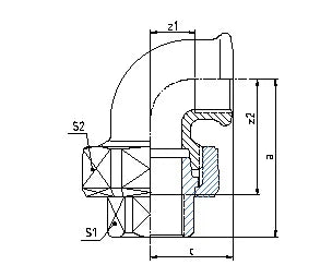 Atusa Noir 096 raccord union coude joint conique FF 3/8 x 3/8