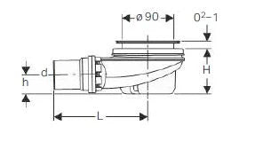 Geberit Uniflex siphon de douche9 0 mm - chromé - incl set de finition - garde d'eau 50 mm