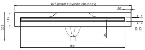 Carrodrain Cayman rigole de douche avec grille 800 mm - Bronze - hauteur d'encastrement 60 mm - débit 31 l/min