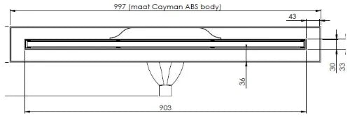 Carrodrain Cayman rigole de douche avec grille 900 mm - Inox - hauteur 60 mm - débit 31 l/min