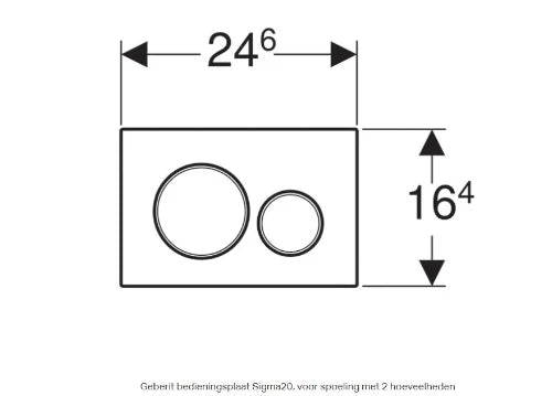 Geberit Sigma 20 plaque de commande - blanc mat - avec 2 touches - synthétique anneaux design chromé brillant
