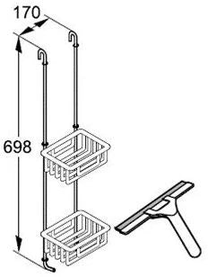 Huppe Butler éponge et porte-savon 700 x 170 mm - chromé - avec raclette