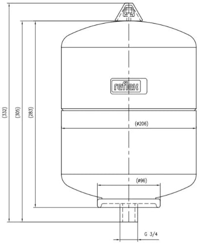 Reflex DE 08 vase d'expansion (san) 8 l x 3/4 - 10 bar - bleu