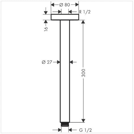 Hansgrohe bras de douche 1/2 Plafond S 300 MM - bronze brossé