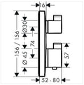Hansgrohe Ecostat Square set de finition mural encastré noir chromé brossé 2 fonctions