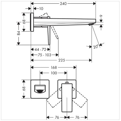 Hansgrohe Metropole mitigeur lavabo 2-trous noir chromé brossé