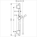 Hansgrohe Unica S Puro barre de douche 22 MM 900 MM  noir brossé barre de douche, flexible de douche, pièce coulissante