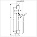Hansgrohe Unica S Puro barre de douche 22 MM 650 MM bronze brossé barre de douche, flexible de douche, pièce coulissante