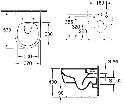 Procasa Verde wc suspendu PACK DirectFlush 370 x 530 mm (wc suspendu + slimseat siège avec softclose) - blanc - sans bride