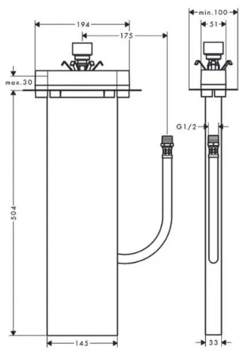 Axor Sbox corps d'encastrement pour baignoire/bord carrelé pour support de douche à main Sbox