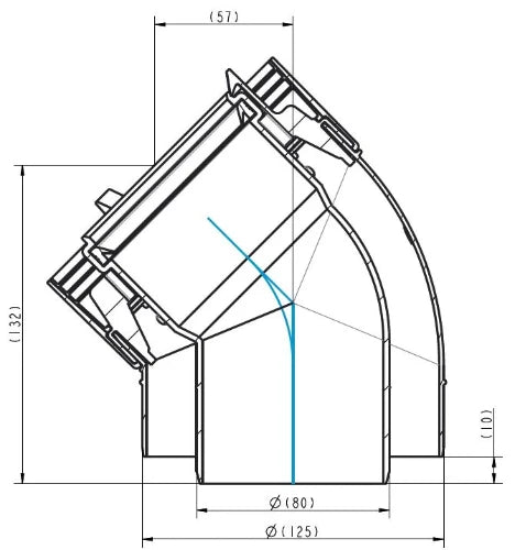 Ubbink Sekurit concentrique PP/PP coude 45° 80/125 mm