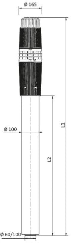 Ubbink Sekurit concentrique PP/PP passage toiture (longueur 1570mm) 60/100 mm