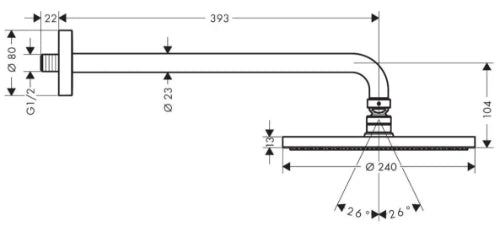 Hansgrohe Raindance tête de douche de pluie powderrain chromé 240- raccordement mural