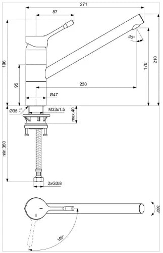 Ideal Standard Ceralook mitigeur cuisine - chromé