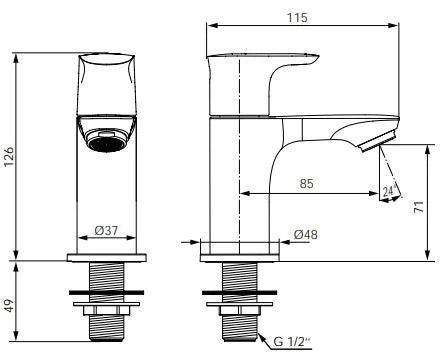 Ideal Standard Connect Air robinet eau froide - bec 71 mm - chrome