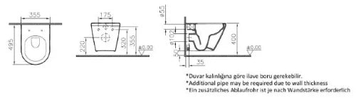 Vitra Integra wc-suspendu compact PACK VitraFlush (wc-suspendu + siège softclose) sans bride - blanc - B355xD480 mm - fixationss invisibles